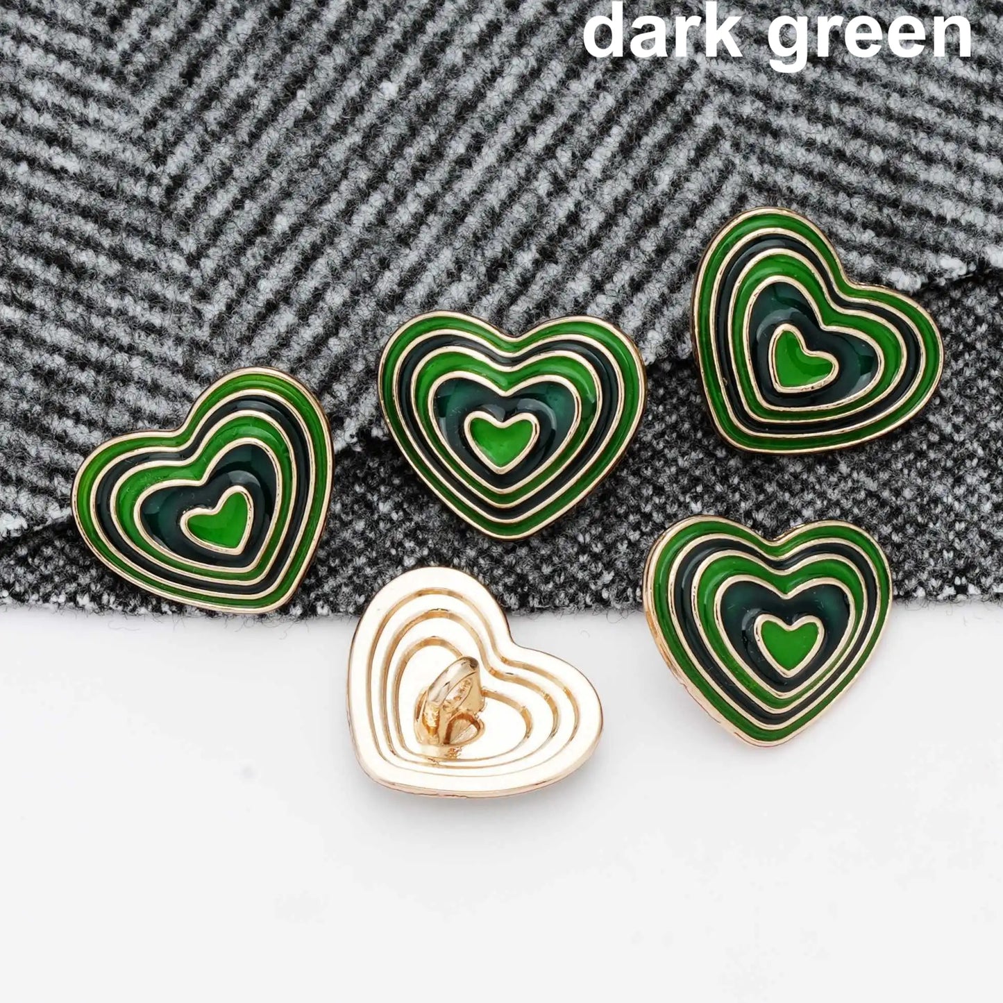 5PCs 18mm/23mm Heart Shape Metal Button in Assorted Colours Shank Style for DIY clothing sewing overcoat blazer jacket cardigan