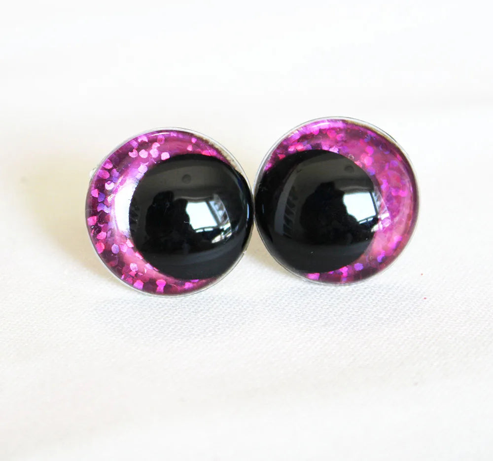 10Pairs Size 12/14/16/18/20/23/28mm Cartoon Round Safety Eyes with washer and glitter colours #DIY amigurumi plush making