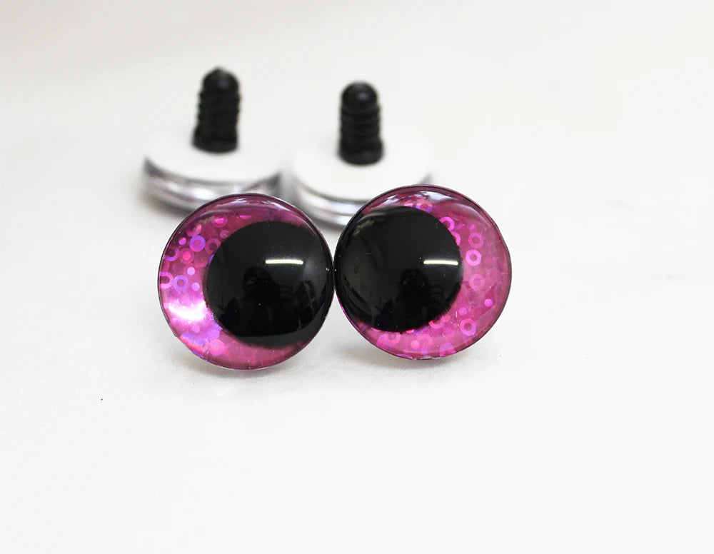 10Pairs Size 12-14-16-18-20-25-35-40mm Cartoon 3D Glitter Funny Toy Safety Eyes with glitter colour & washer #DIY Amigurumi Plush Stuffed making