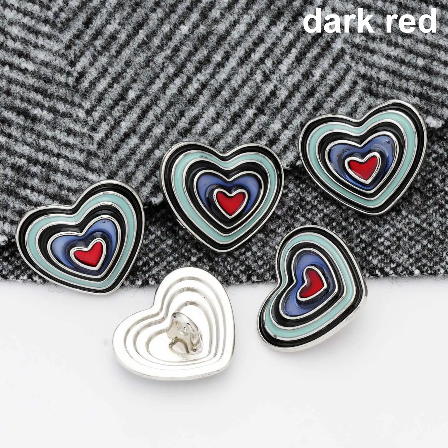 5PCs 18mm/23mm Heart Shape Metal Button in Assorted Colours Shank Style for DIY clothing sewing overcoat blazer jacket cardigan