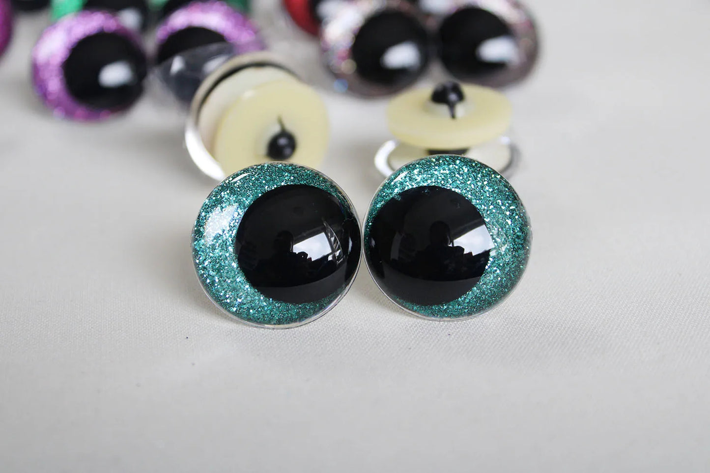 10Pairs Size 12mm-20mm Cartoon Round Glitter Plush Funny Toy Safety Eyes with glitter colour and washer #doll animal plush stuffed crochet amigurumi making