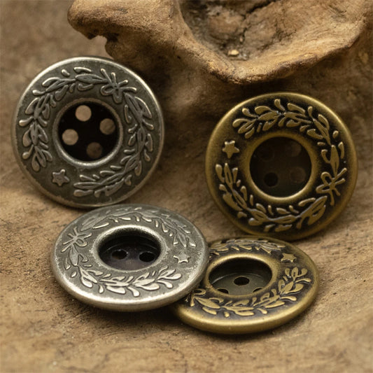 11.5mm 15mm 20mm 10PCs Round Metal Button in Bronze Silver Style 4-Hole Flat Back Buttons