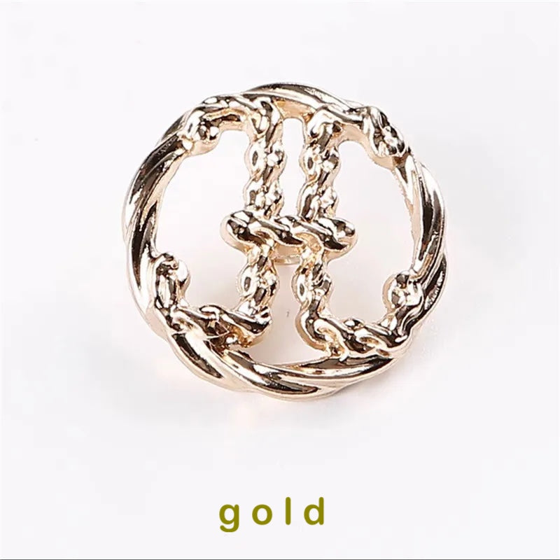 10PCs 18mm/20mm/23mm/25mm Gold Silver Round Hollow Metal Button