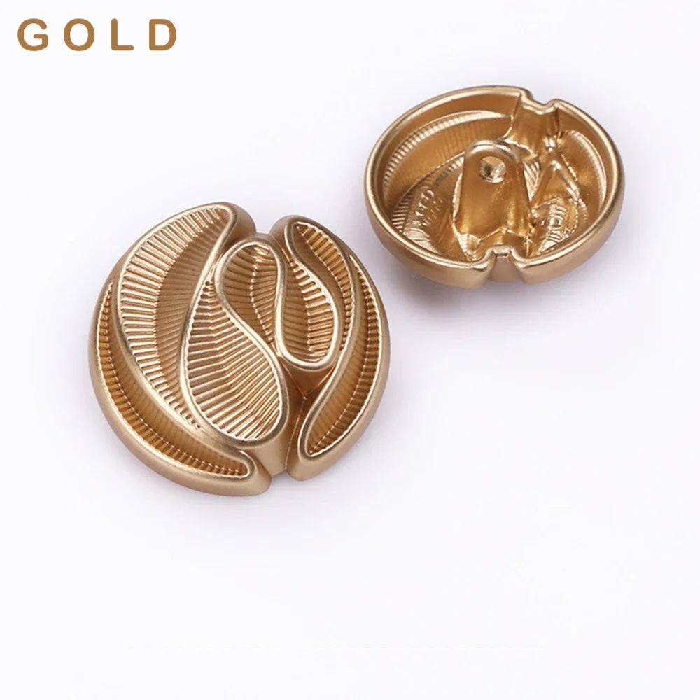 18mm 23mm 10PCs Irregular Style Gold Metal Button in Flower Design Shank Style Button