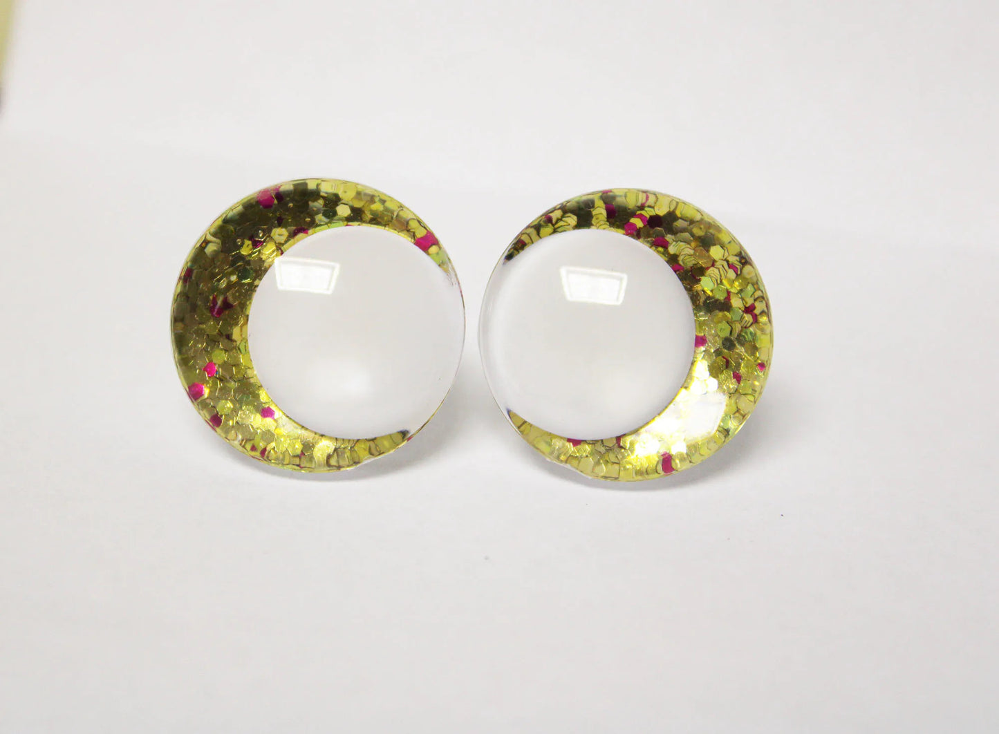 10Pairs Size 14-16-18-20-25-30-35mm Cartoon 3D Round Glitter Plush Funny Toy Safety Eyes with White Pupil Eyes with Glitter Colour and Washer #DIY amigurumi stuffed making