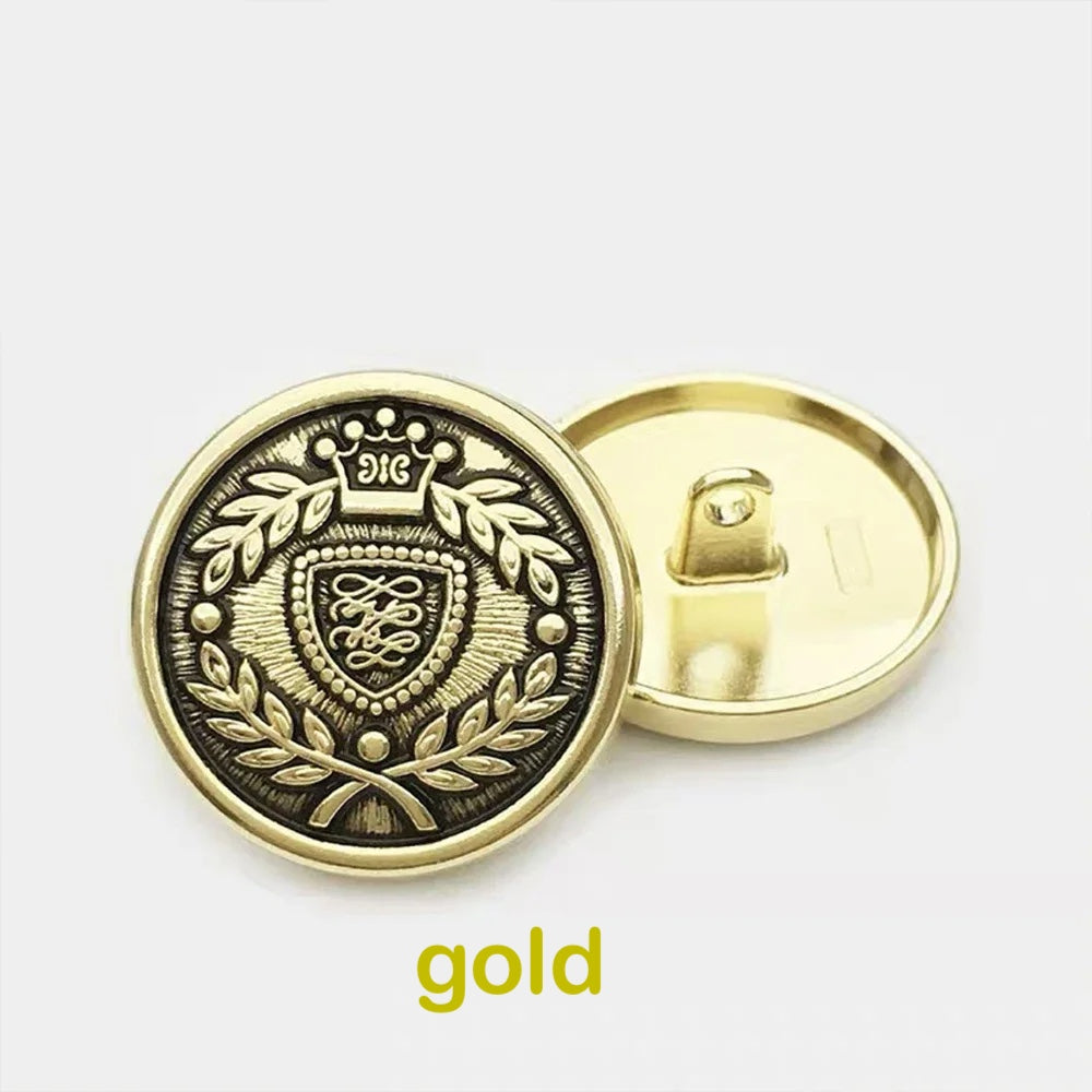 10PCs 15mm 18mm 20mm 23mm Vintage Round Metal Shank Button in Gold or Silver Style