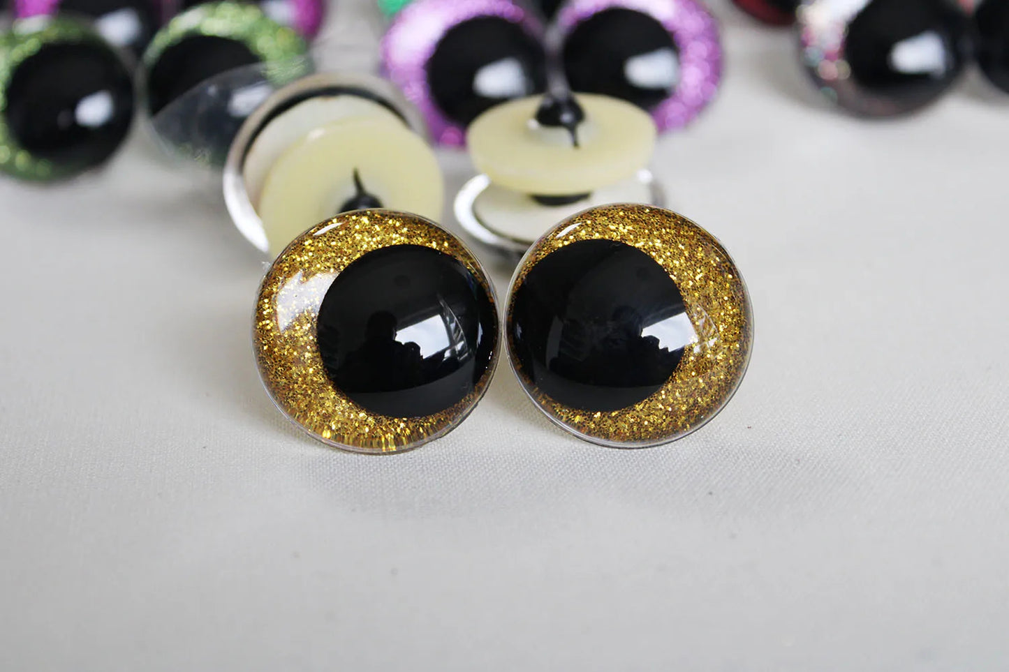 10Pairs Size 12mm-20mm Cartoon Round Glitter Plush Funny Toy Safety Eyes with glitter colour and washer #doll animal plush stuffed crochet amigurumi making