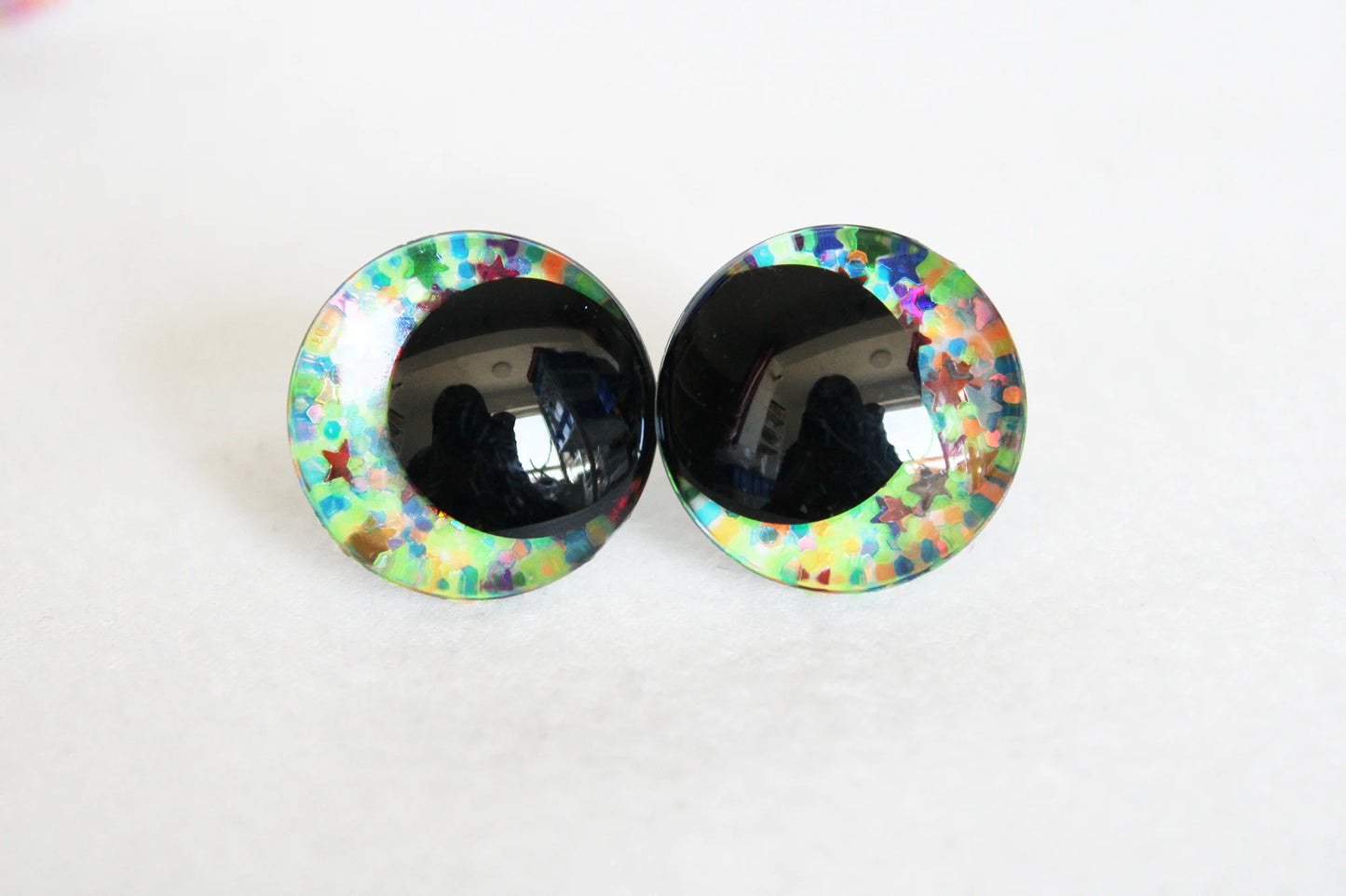 10Pairs Size 12-14-16-18-20-25-30-35-40mm Cartoon 3D Glitter Plush Funny Safety Eyes with Washer and Glitter Colour #DIY plush amigurumi toy making