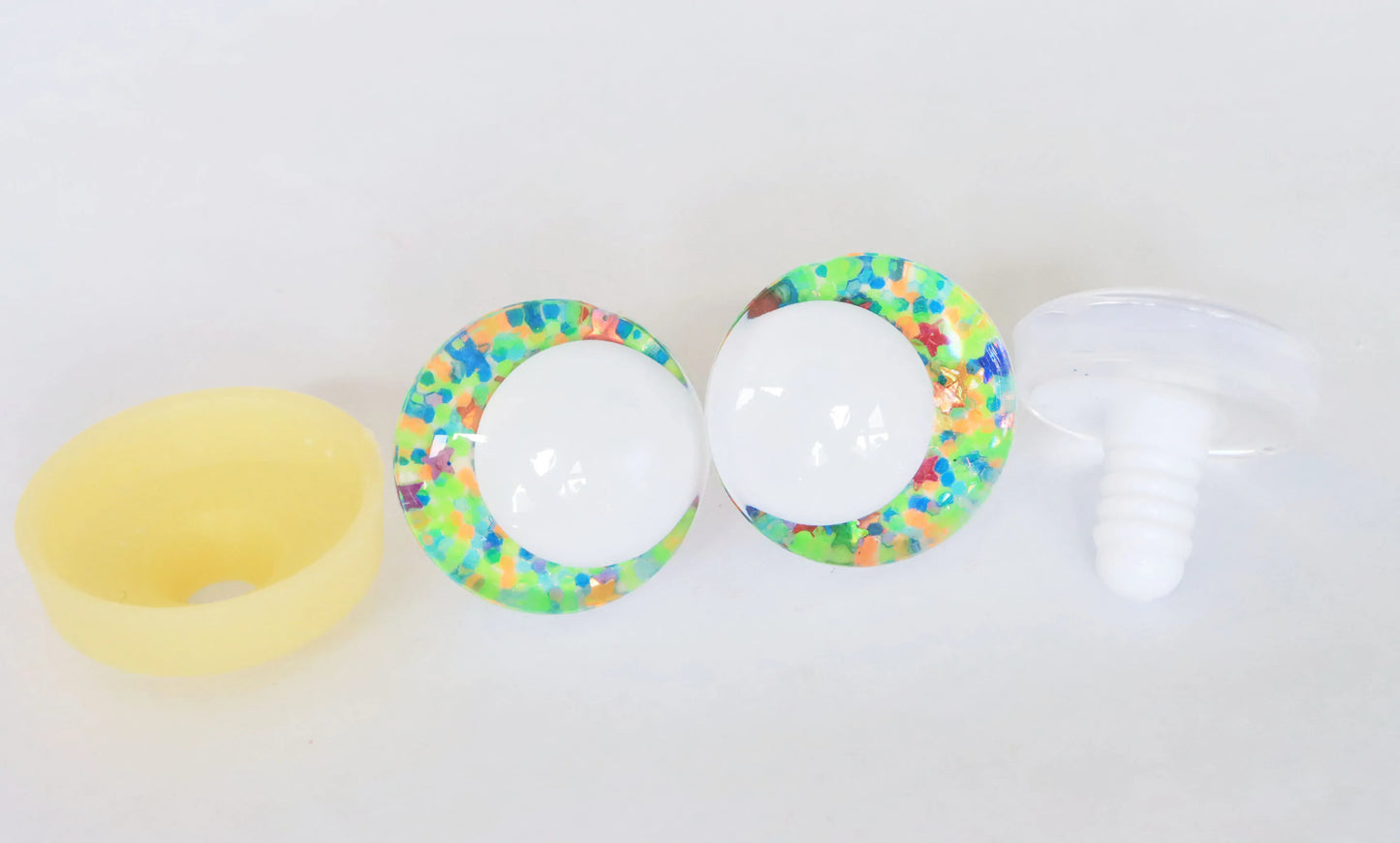10Pairs Size 14mm-35mm Cartoon 3D Glitter Funny Style Safety Eyes with White Pupil Eyes, Glitter Colour & Washer #DIY amigurumi plush making