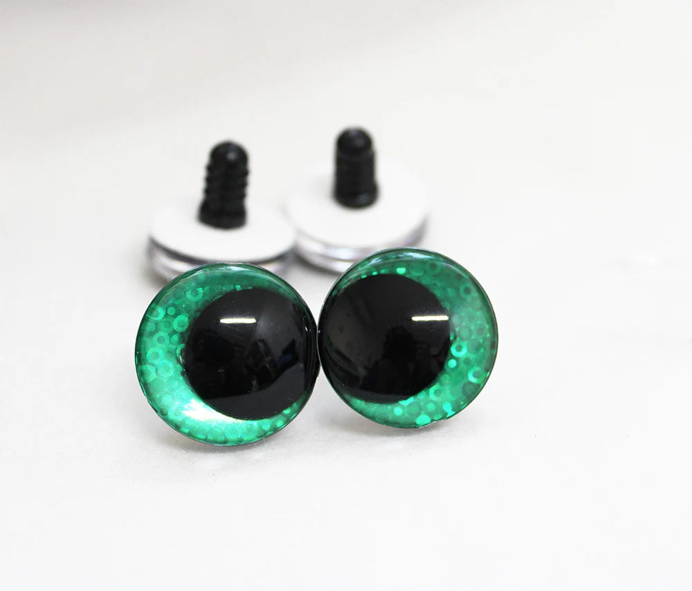 10Pairs Size 12-14-16-18-20-25-35-40mm Cartoon 3D Glitter Funny Toy Safety Eyes with glitter colour & washer #DIY Amigurumi Plush Stuffed making