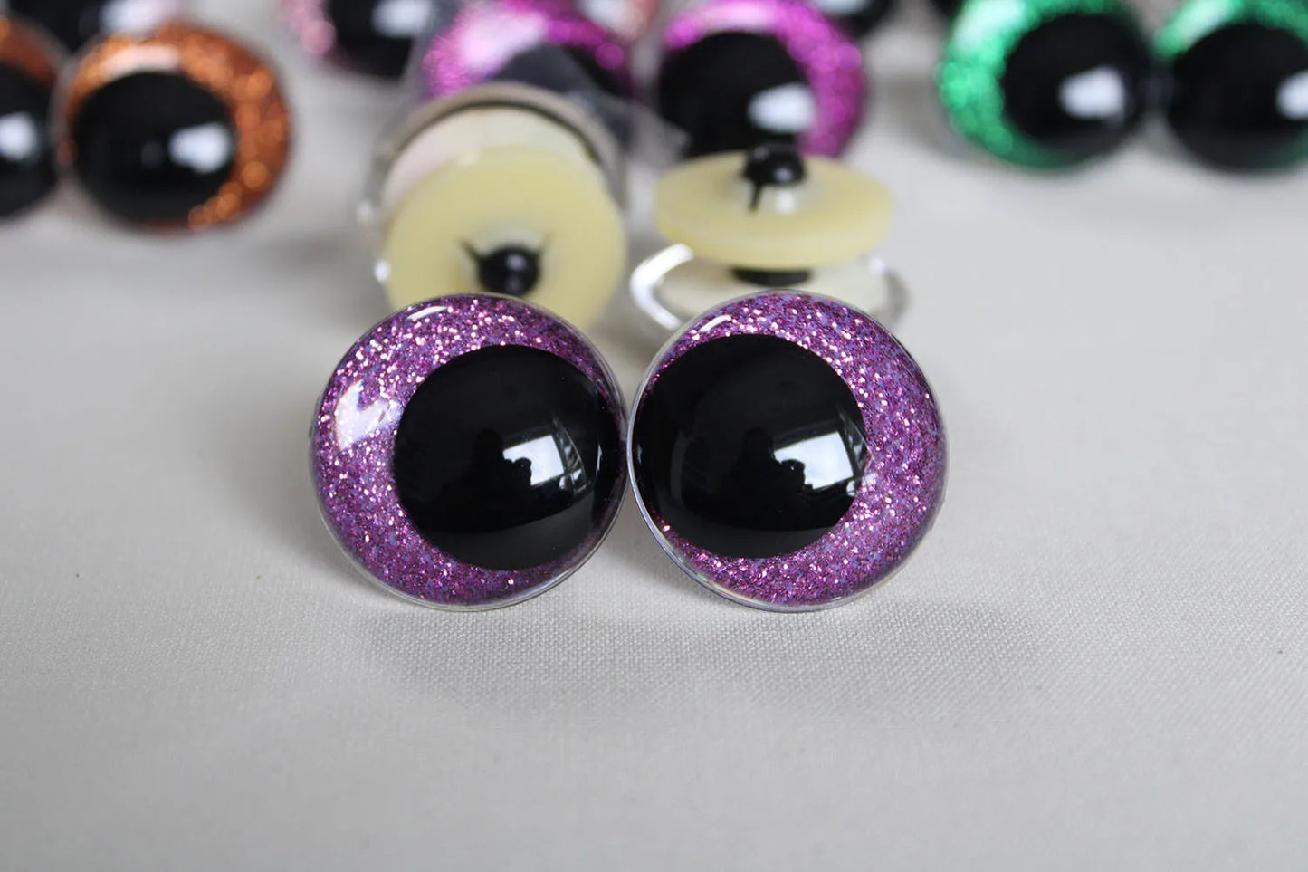 10Pairs Size 12mm-20mm Cartoon Round Glitter Plush Funny Toy Safety Eyes with glitter colour and washer #doll animal plush stuffed crochet amigurumi making