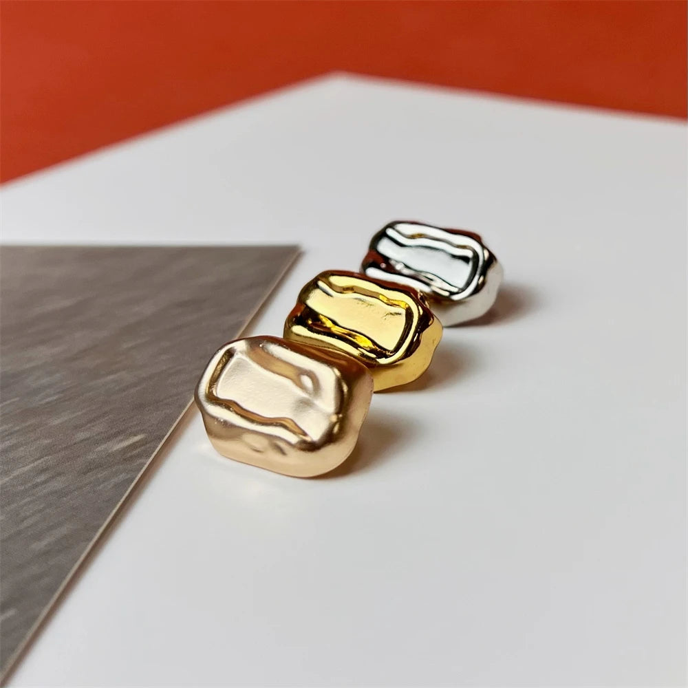 10PCs 18mm/25mm Irregular Style Rectangle Metal Shank Button in Gold and Silver Colour