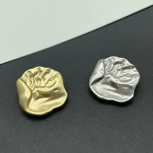 10PCs 18mm/25mm/36mm Metal Button in Irregular Curve Crinkly Style Shank Button