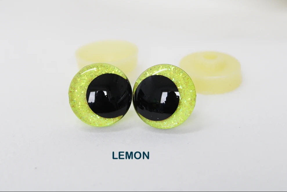 10Pairs Size 12-14-16-18-20-25-30-35-40mm Cartoon 3D Glitter Plush Amigurumi Funny Eyes Safety Eyes Black Pupil Eyes with Washer