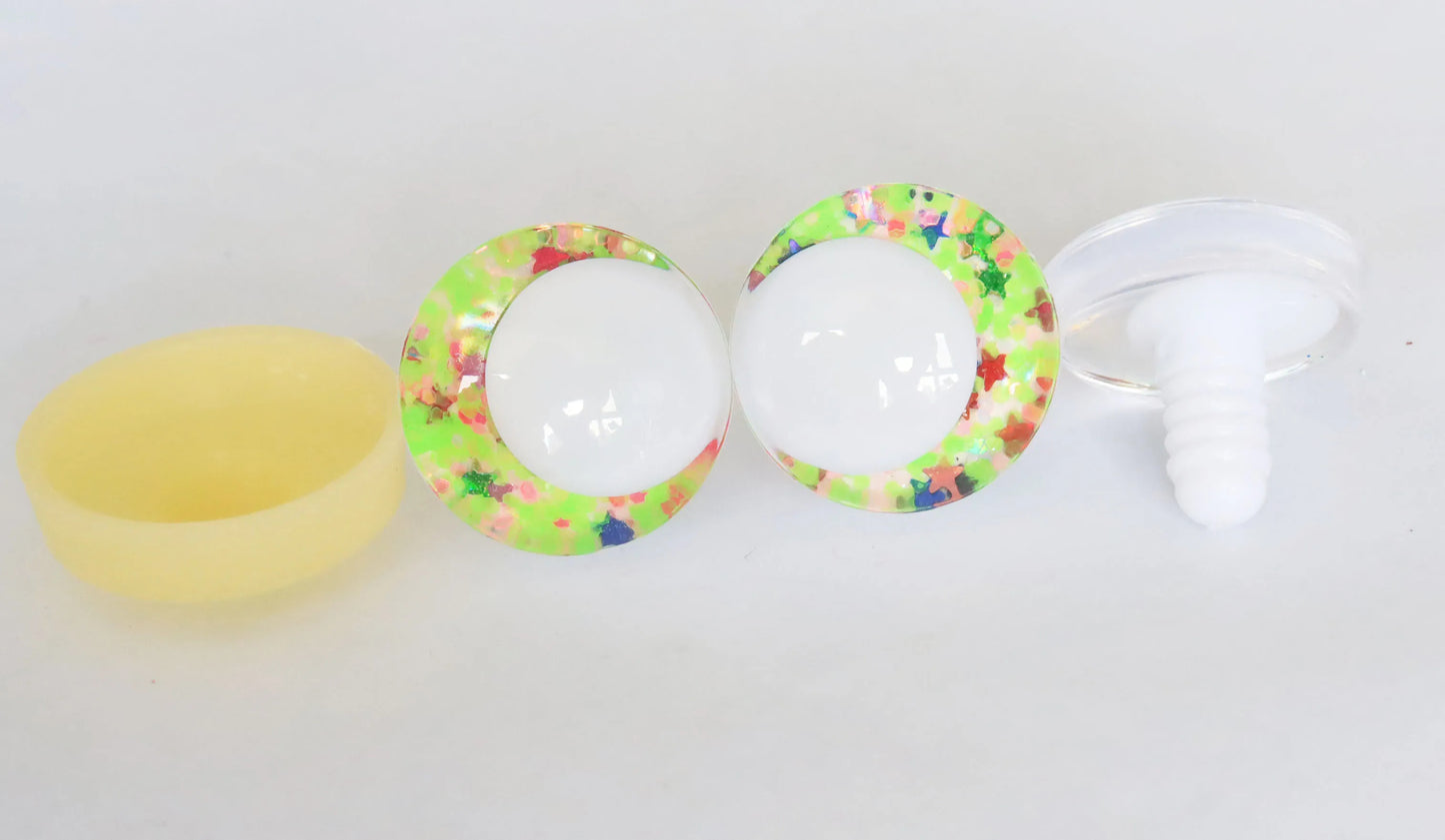 10Pairs Size 14mm-35mm Cartoon 3D Glitter Funny Style Safety Eyes with White Pupil Eyes, Glitter Colour & Washer #DIY amigurumi plush making