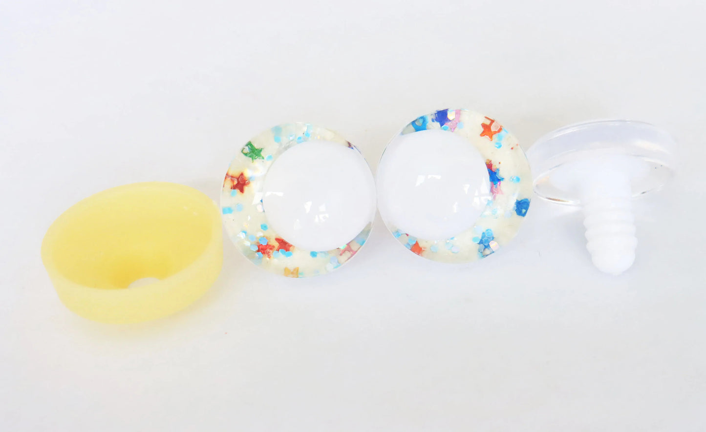 10Pairs Size 14mm-35mm Cartoon 3D Glitter Funny Style Safety Eyes with White Pupil Eyes, Glitter Colour & Washer #DIY amigurumi plush making