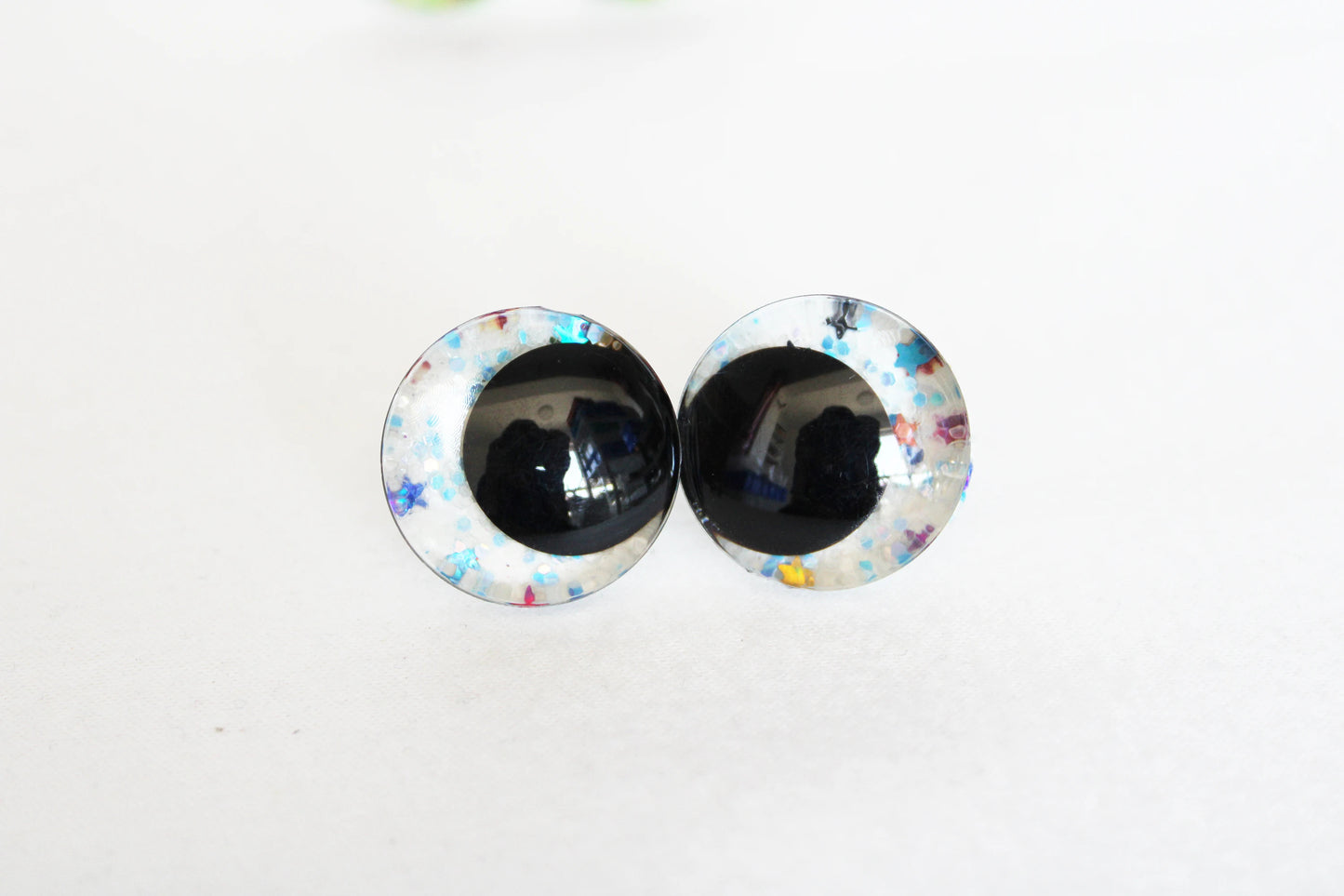 10Pairs Size 12-14-16-18-20-25-30-35-40mm Cartoon 3D Glitter Plush Funny Safety Eyes with Washer and Glitter Colour #DIY plush amigurumi toy making