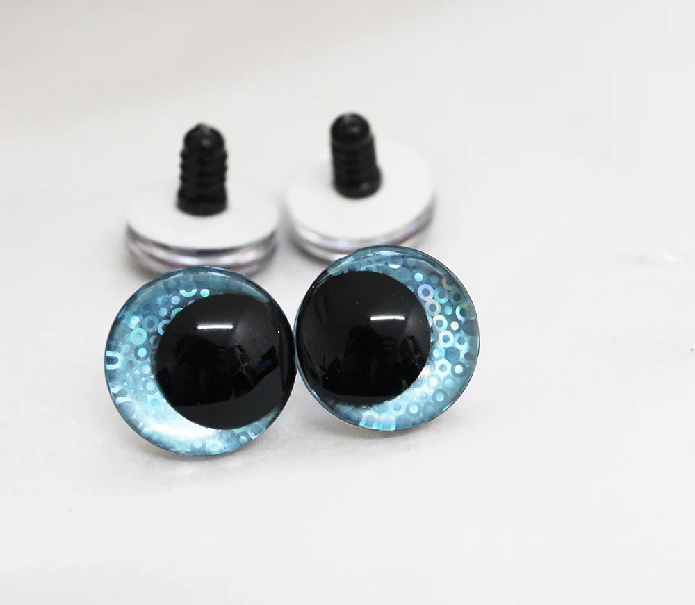 10Pairs Size 12-14-16-18-20-25-35-40mm Cartoon 3D Glitter Funny Toy Safety Eyes with glitter colour & washer #DIY Amigurumi Plush Stuffed making