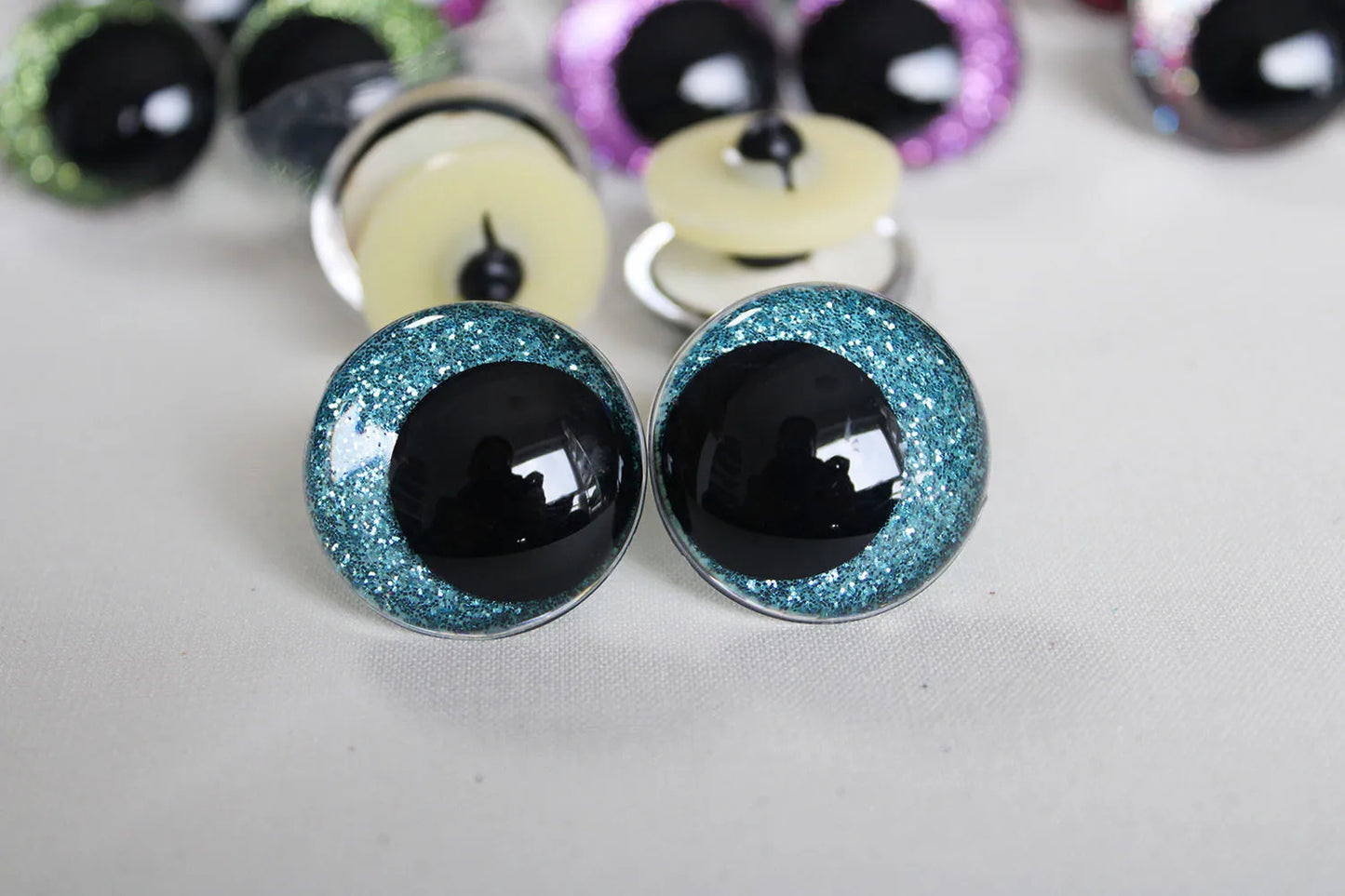 10Pairs Size 12mm-20mm Cartoon Round Glitter Plush Funny Toy Safety Eyes with glitter colour and washer #doll animal plush stuffed crochet amigurumi making