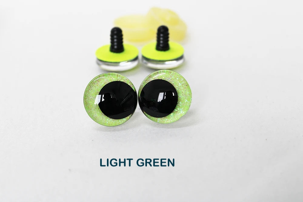 10Pairs Size 12-14-16-18-20-25-30-35-40mm Cartoon 3D Glitter Plush Amigurumi Funny Eyes Safety Eyes Black Pupil Eyes with Washer