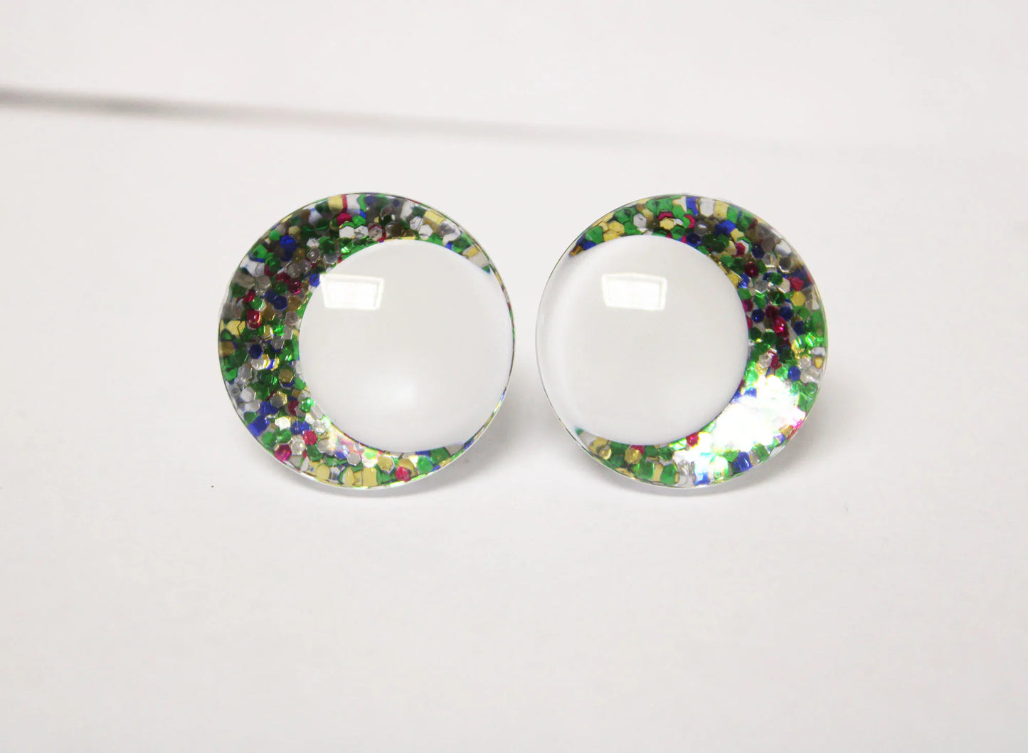 10Pairs Size 14-16-18-20-25-30-35mm Cartoon 3D Round Glitter Plush Funny Toy Safety Eyes with White Pupil Eyes with Glitter Colour and Washer #DIY amigurumi stuffed making