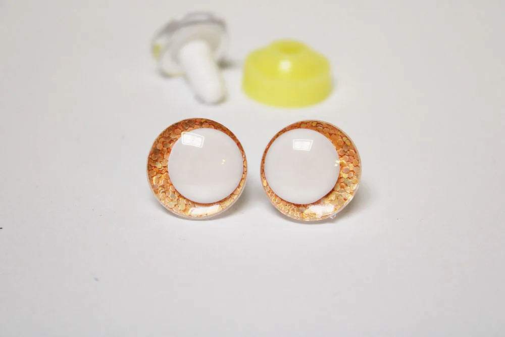 10Pairs Size 14-16-18-20-25-30-35mm Cartoon 3D Round Glitter Plush Funny Toy Safety Eyes with White Pupil Eyes and Glitter Colour and Washer #DIY amigurumi stuffed making