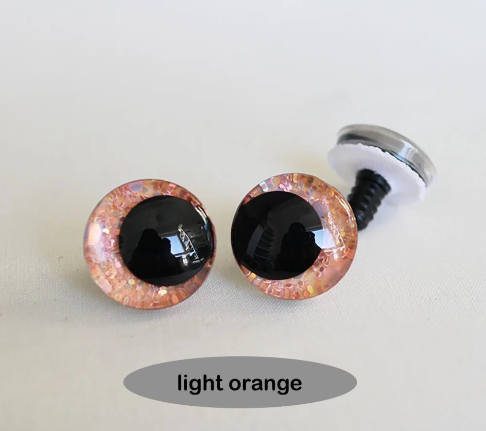 10Pairs Size 12-14-16-18-20-25-30-35-40mm Cartoon 3D Glitter Plush Funny Toy Safety Eyes with glitter colour & washer #DIY amigurmi plush