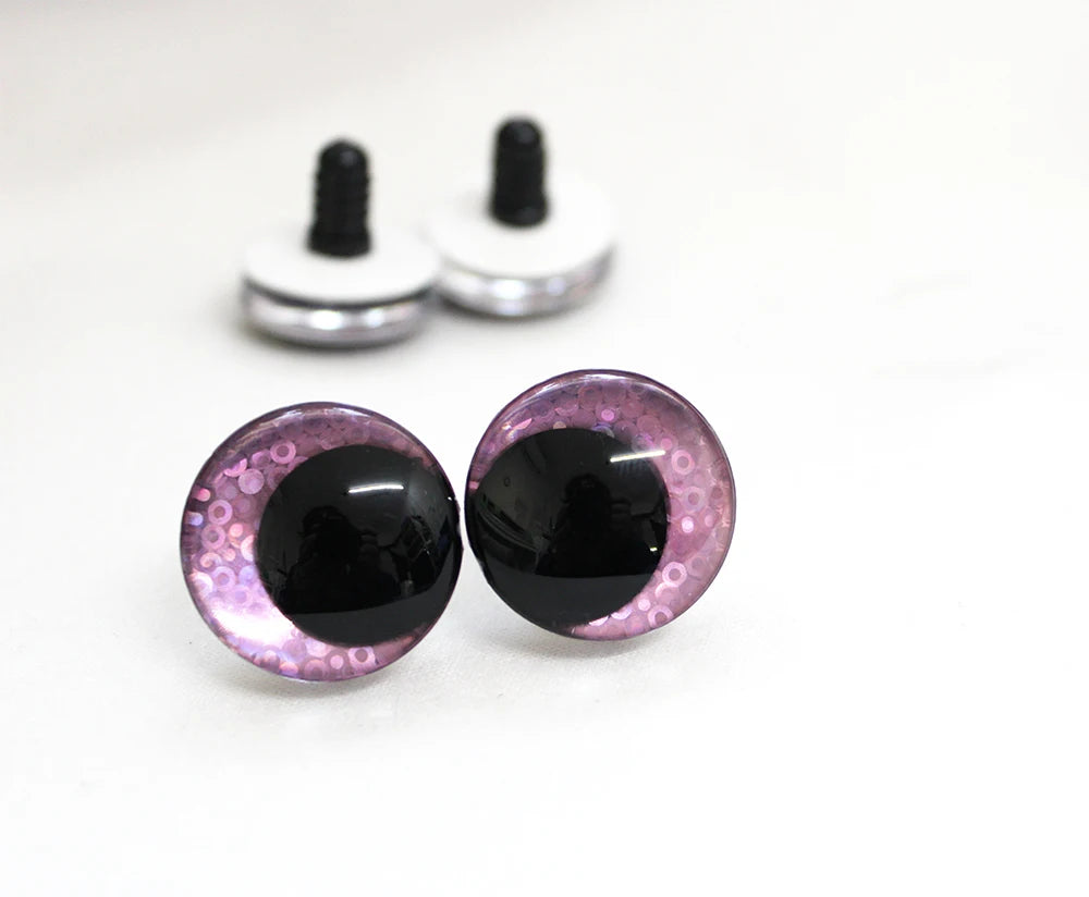 10Pairs Size 12-14-16-18-20-25-35-40mm Cartoon 3D Glitter Funny Toy Safety Eyes with glitter colour & washer #DIY Amigurumi Plush Stuffed making