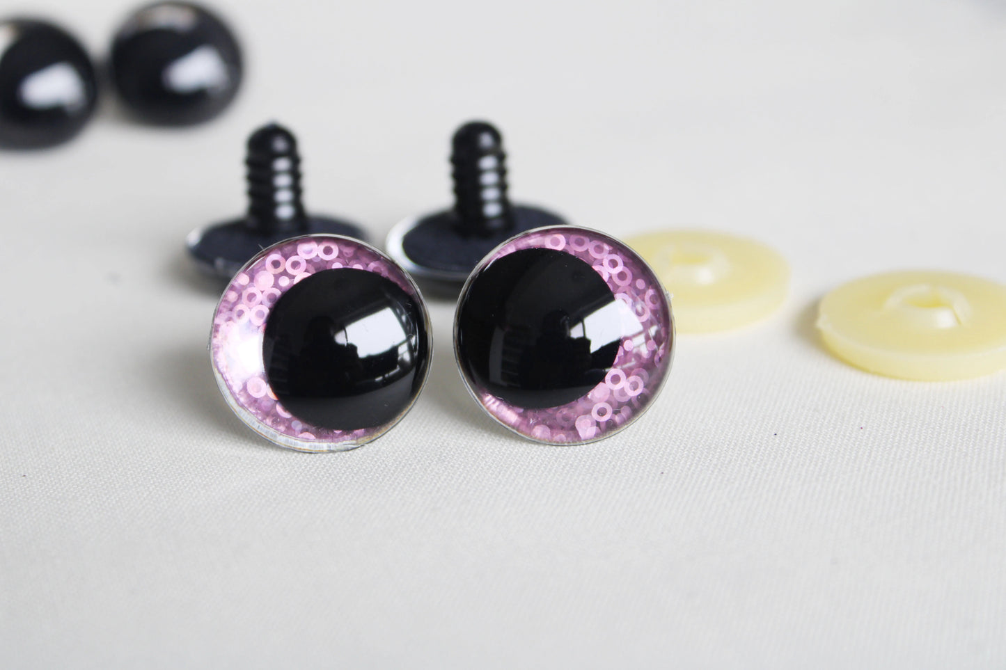 10Pairs Size 12mm 14mm 16mm 18mm 20mm 23mm 28mm Cartoon Round Glitter Plush Funny Style Safety Eyes and washer #DIY amigurumi plush stuffed making