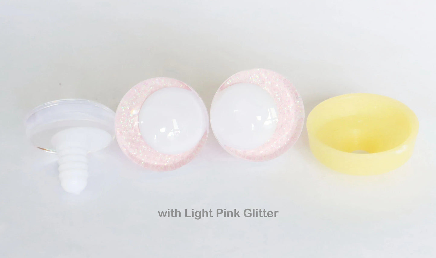 10Pairs Size 14mm-20mm Cartoon 3D Glitter Funny Style Safety Eyes with White Pupil Eyes, Glitter Colour & Washer #DIY amigurumi plush making