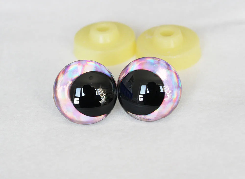 10Pairs Size 12mm 14mm 16mm 18mm 20mm Cartoon 3D Glitter Funny Toy Safety Eyes Black Pupil Eyes and Washer #DIY plush amigurumi stuffed craft