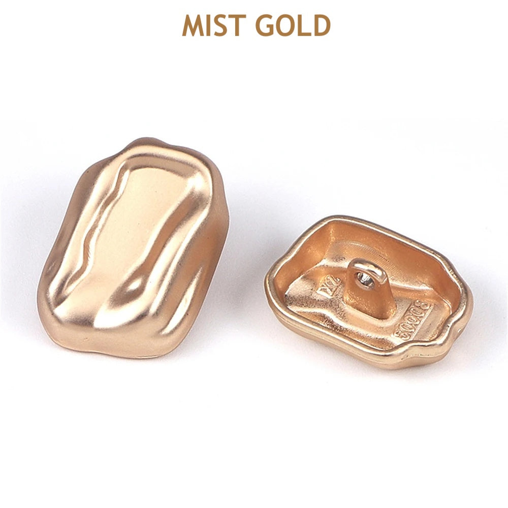 10PCs 18mm/25mm Irregular Style Rectangle Metal Shank Button in Gold and Silver Colour