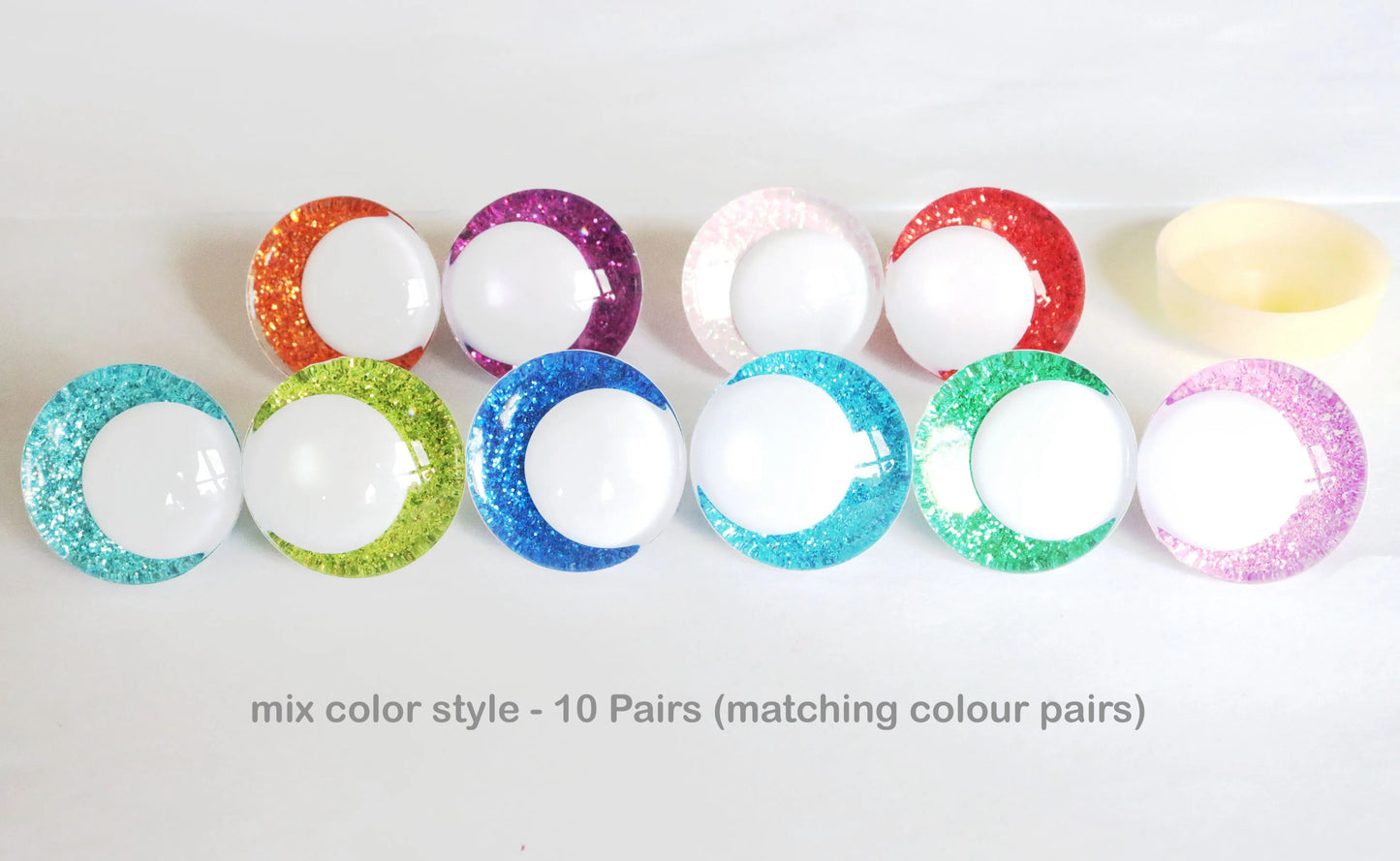 10Pairs Size 14mm-20mm Cartoon 3D Glitter Funny Style Safety Eyes with White Pupil Eyes, Glitter Colour & Washer #DIY amigurumi plush making