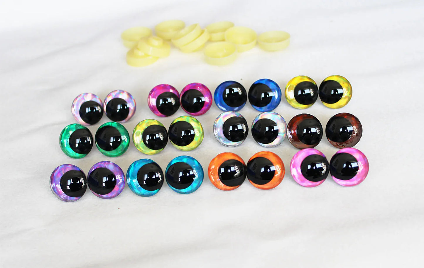 10Pairs Size 12mm 14mm 16mm 18mm 20mm Cartoon 3D Glitter Funny Toy Safety Eyes Black Pupil Eyes and Washer #DIY plush amigurumi stuffed craft