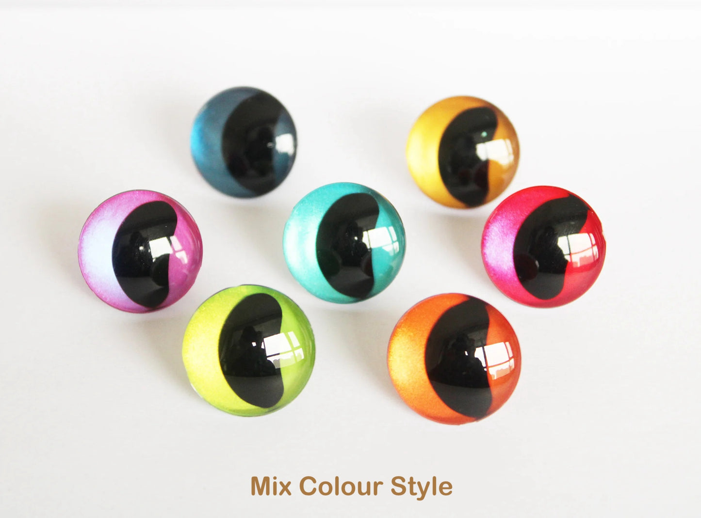 30PCs Size 16mm-30mm Colourful Safety Eyes Black Pupil Funny Shape Painted 3D Eyes & Washer #DIY amigurumi plush stuffed doll animal making