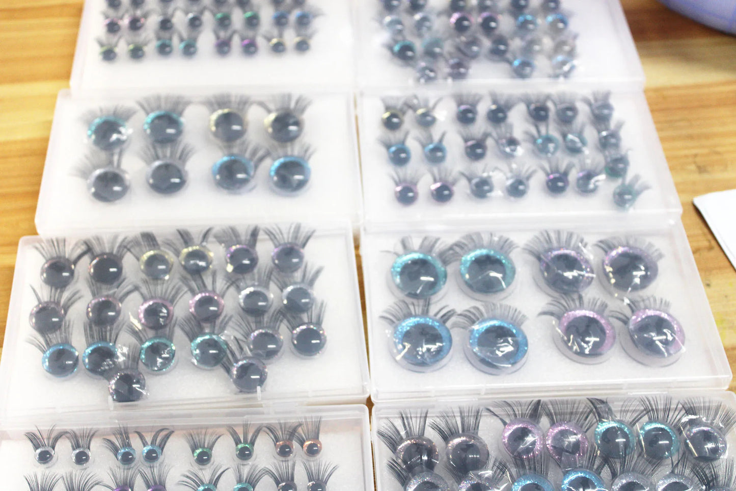 1 box of 12mm/18mm/20mm/25mm/30mm Glitter Colour Safety Eyes with Eyelashes Series and Washers #DIY amigirumi plush stuffed making - colour option selection