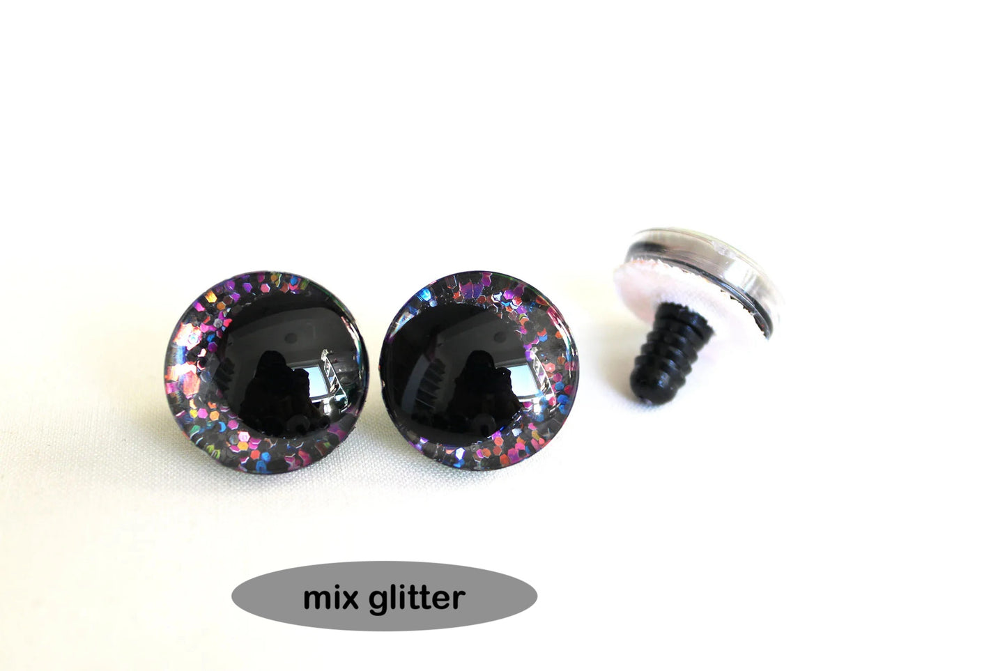 10Pairs Size 12-14-16-18-20-25-30-35-40mm Cartoon 3D Glitter Plush Funny Toy Safety Eyes with glitter colour & washer #DIY amigurmi plush