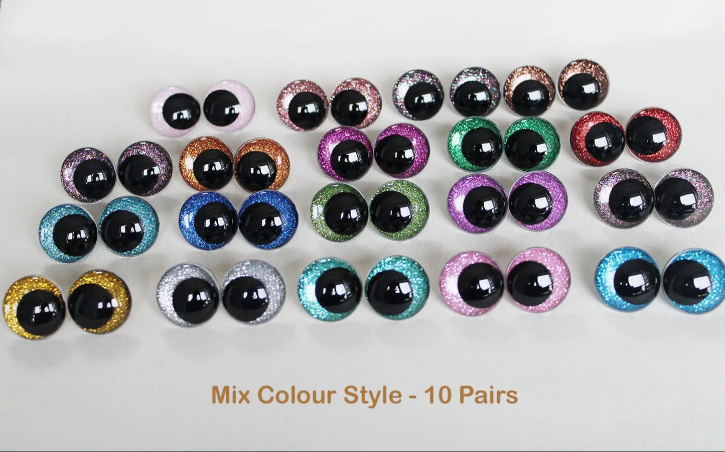 10Pairs Size 12mm-20mm Cartoon Round Glitter Plush Funny Toy Safety Eyes with glitter colour and washer #doll animal plush stuffed crochet amigurumi making