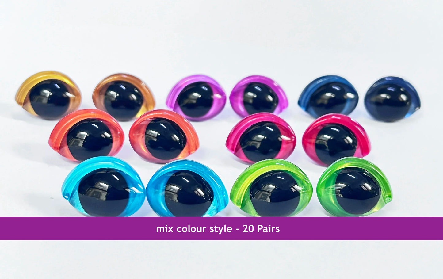 16x21mm Colourful Oval Shape Safety Eyes Painted Eye with washers for plush amigurumi, 40PCs