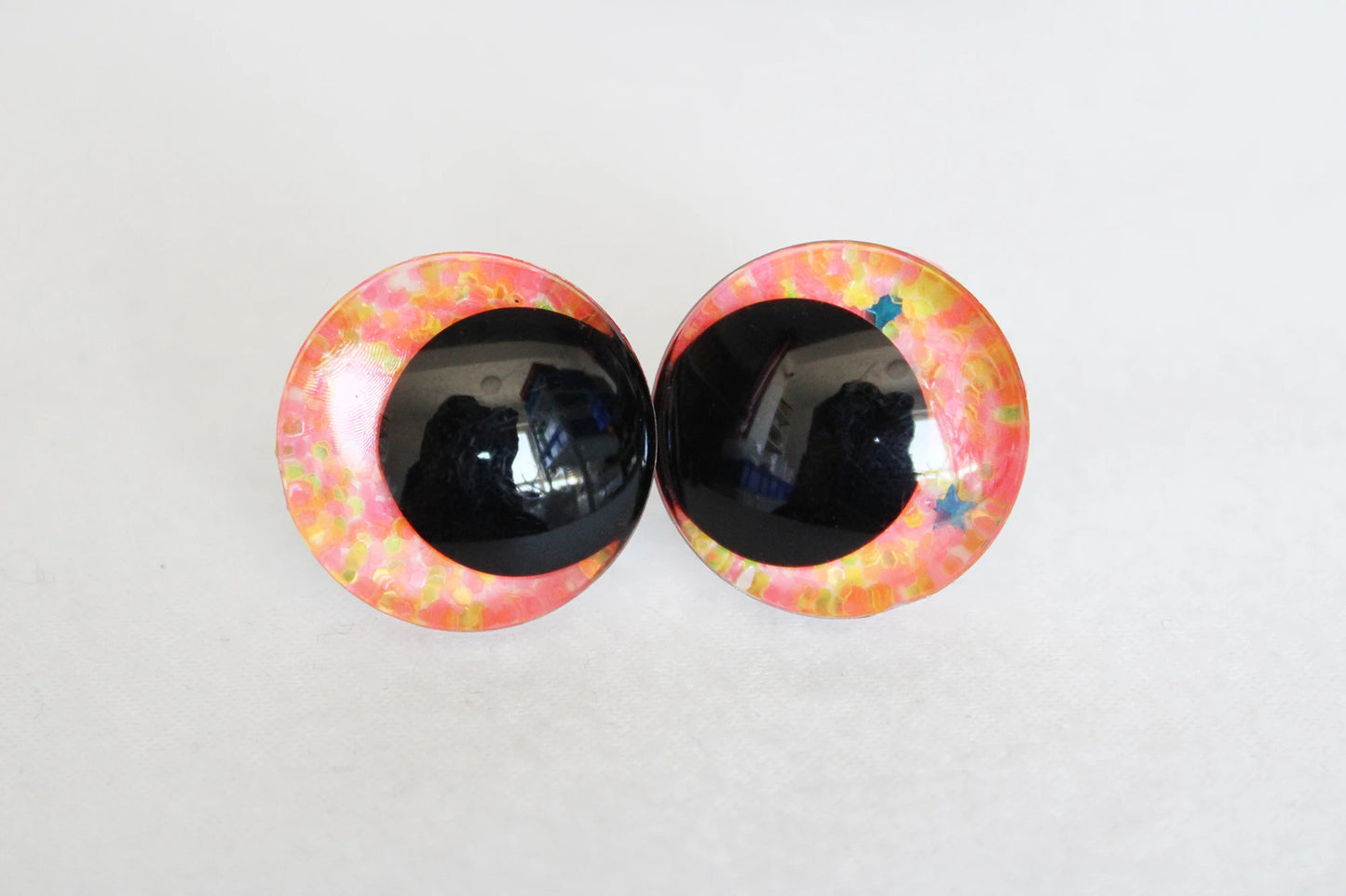 10Pairs Size 12-14-16-18-20-25-30-35-40mm Cartoon 3D Glitter Plush Funny Safety Eyes with Washer and Glitter Colour #DIY plush amigurumi toy making