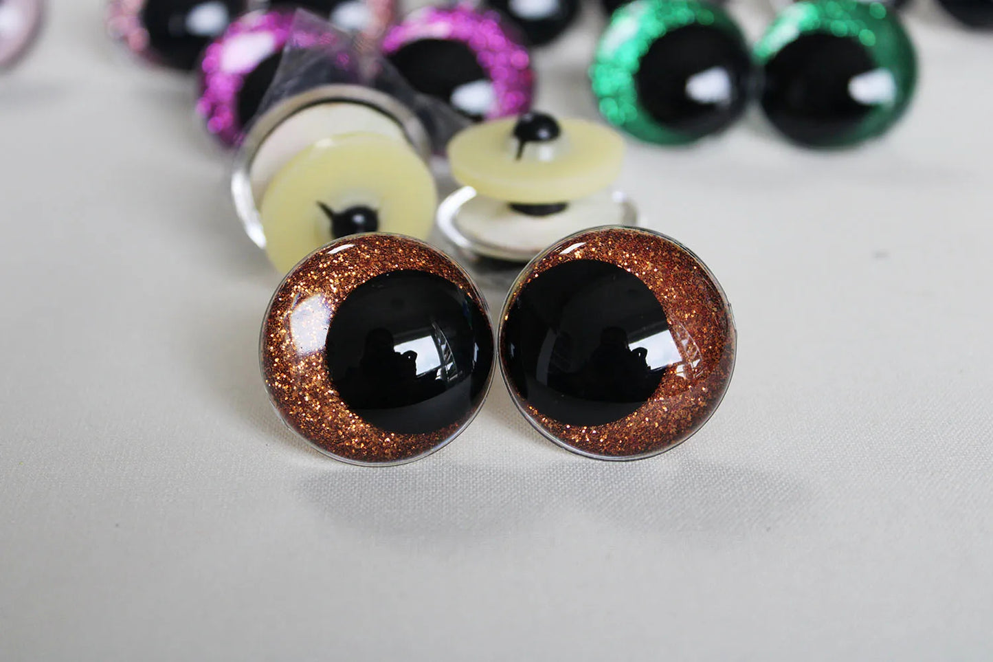 10Pairs Size 12mm-20mm Cartoon Round Glitter Plush Funny Toy Safety Eyes with glitter colour and washer #doll animal plush stuffed crochet amigurumi making