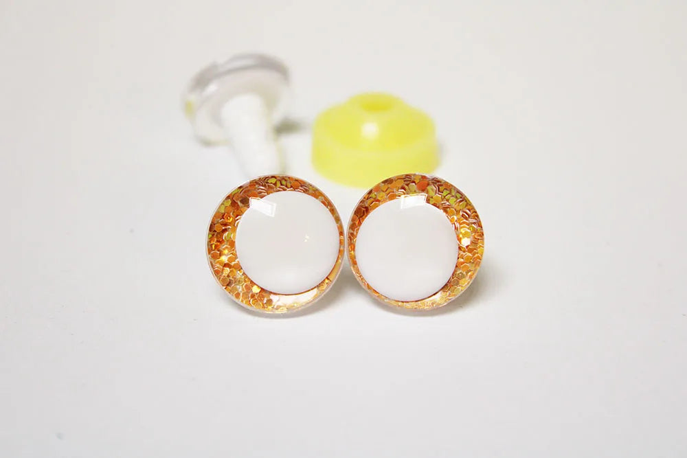 10Pairs Size 14-16-18-20-25-30-35mm Cartoon 3D Round Glitter Plush Funny Toy Safety Eyes with White Pupil Eyes and Glitter Colour and Washer #DIY amigurumi stuffed making