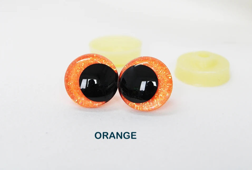 10Pairs Size 12-14-16-18-20-25-30-35-40mm Cartoon 3D Glitter Plush Amigurumi Funny Eyes Safety Eyes Black Pupil Eyes with Washer