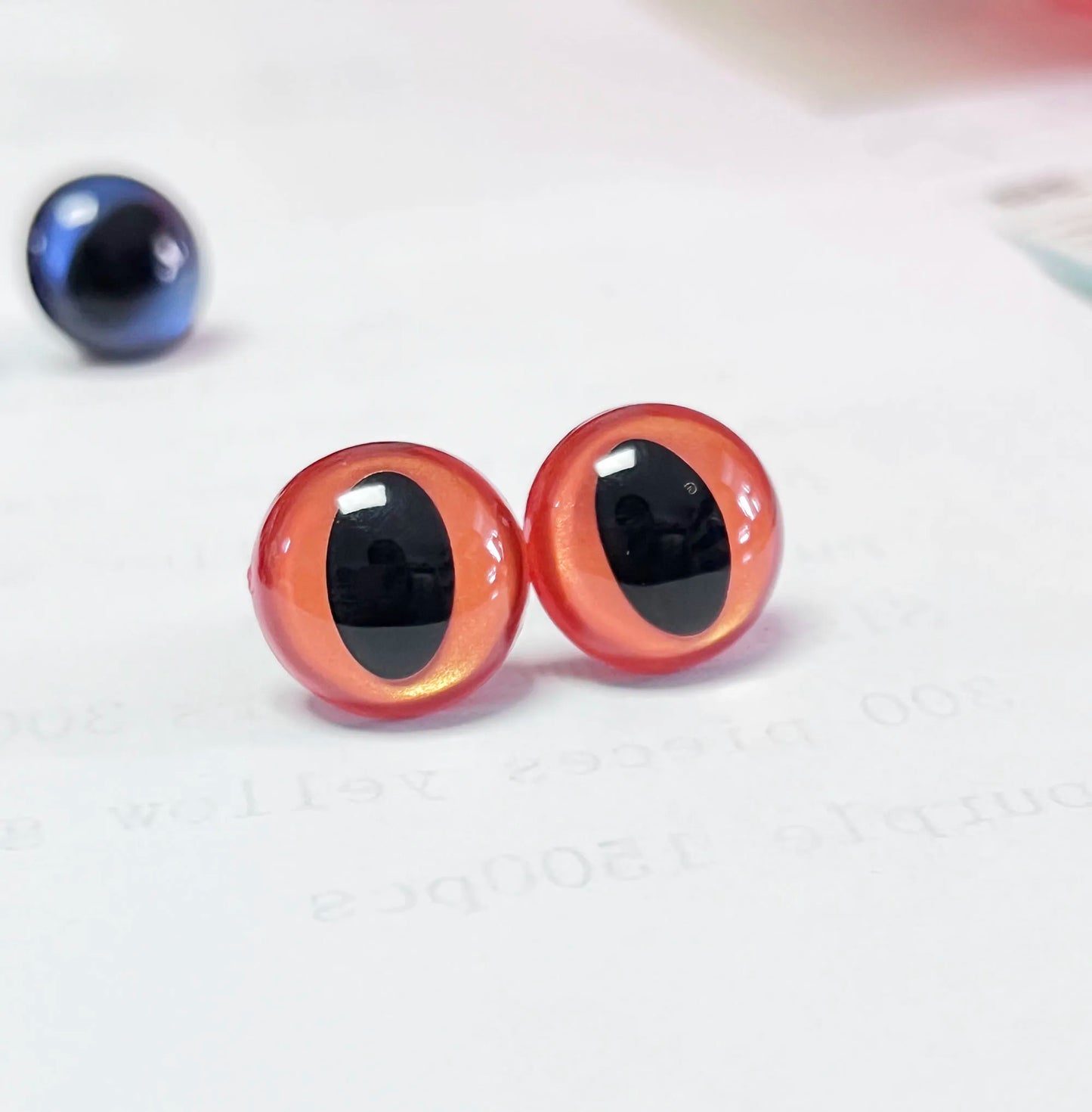 60PCs Size 7.5/9/10.5/12/13.5/15/16.5/18/21/24mm Colour Cat Safety Eyes with Painted Eyes with smooth stem & metal washer #amigurumi plush making