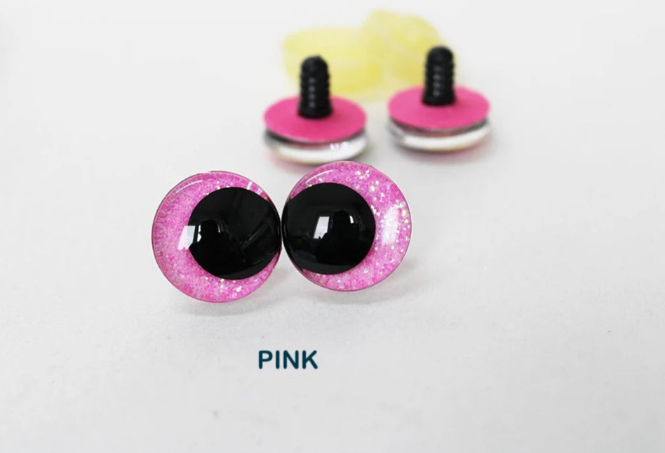 10Pairs Size 12-14-16-18-20-25-30-35-40mm Cartoon 3D Glitter Plush Amigurumi Funny Eyes Safety Eyes Black Pupil Eyes with Washer