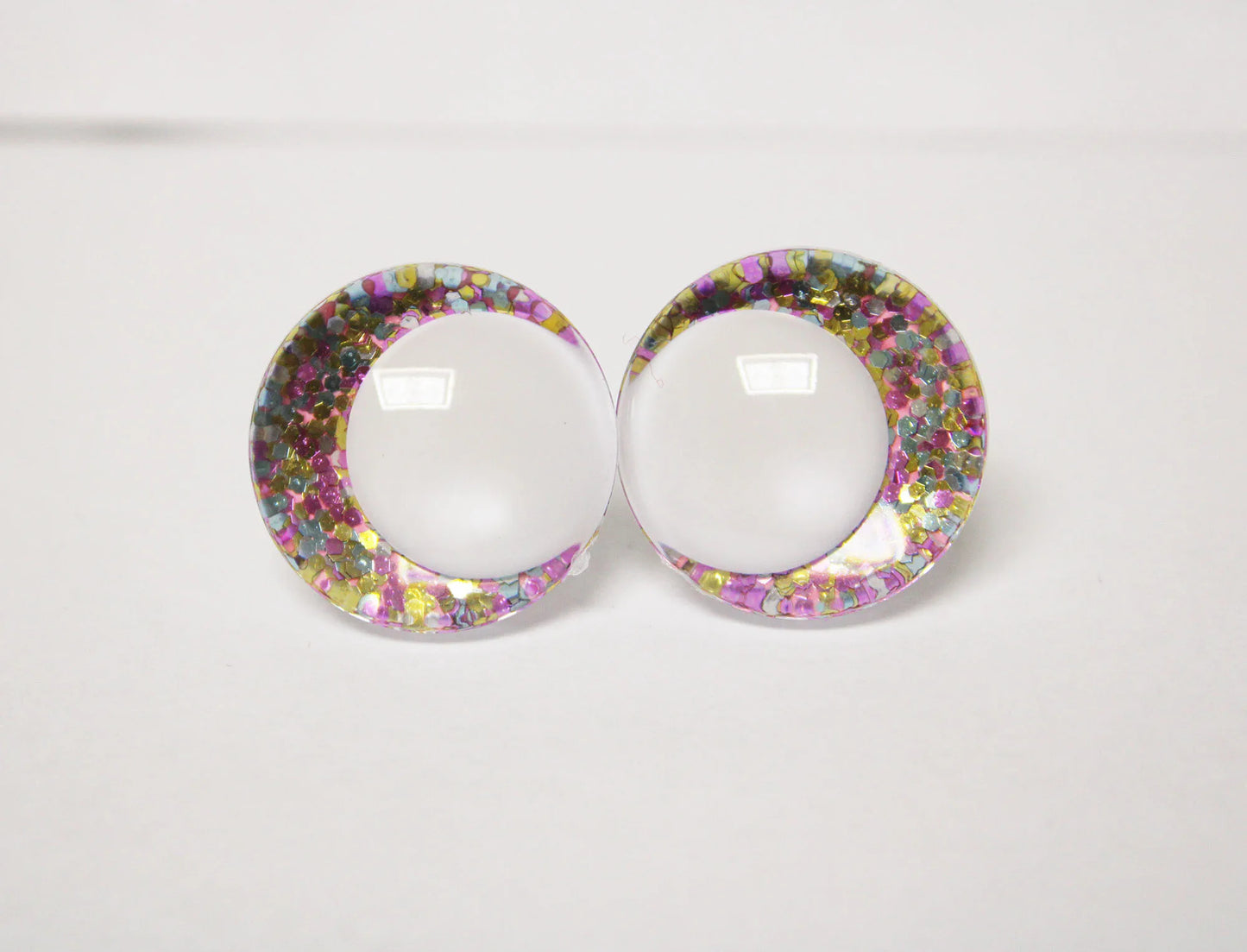 10Pairs Size 14-16-18-20-25-30-35mm Cartoon 3D Round Glitter Plush Funny Toy Safety Eyes with White Pupil Eyes with Glitter Colour and Washer #DIY amigurumi stuffed making