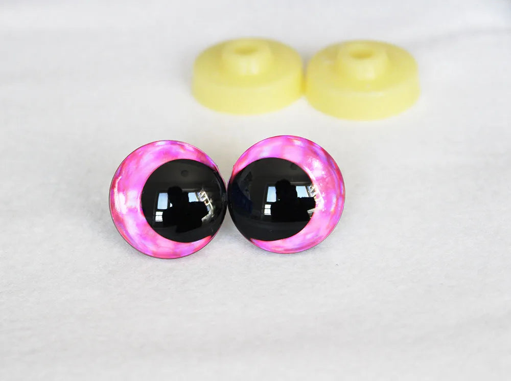 10Pairs Size 12mm 14mm 16mm 18mm 20mm Cartoon 3D Glitter Funny Toy Safety Eyes Black Pupil Eyes and Washer #DIY plush amigurumi stuffed craft