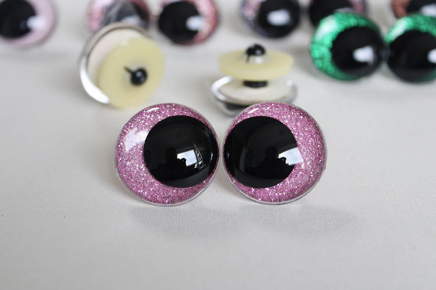 10Pairs Size 12mm-20mm Cartoon Round Glitter Plush Funny Toy Safety Eyes with glitter colour and washer #doll animal plush stuffed crochet amigurumi making