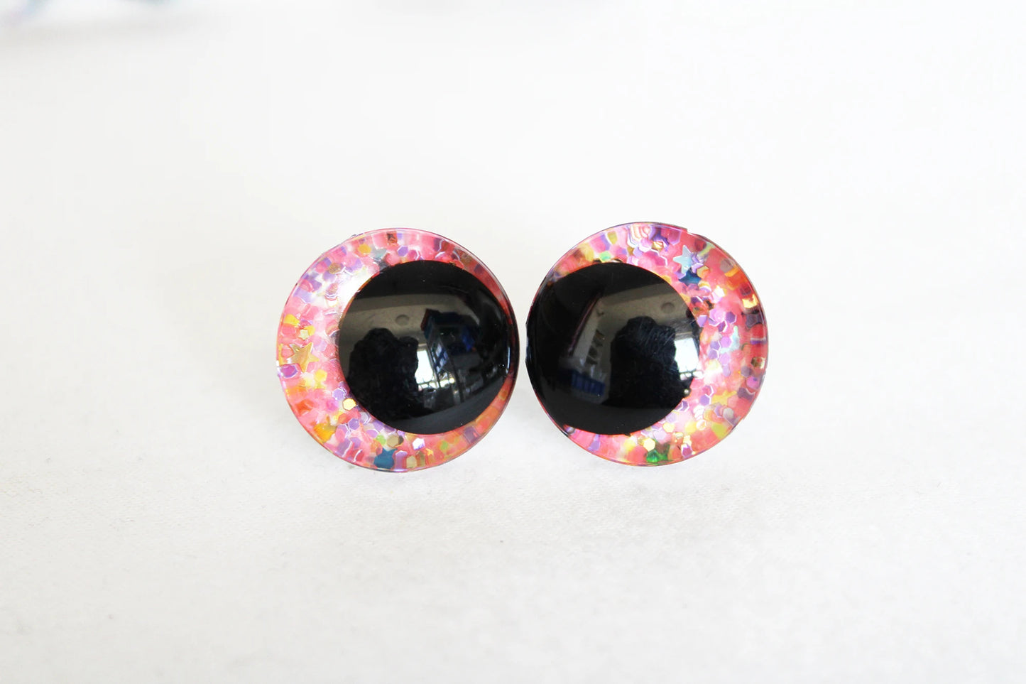 10Pairs Size 12-14-16-18-20-25-30-35-40mm Cartoon 3D Glitter Plush Funny Safety Eyes with Washer and Glitter Colour #DIY plush amigurumi toy making