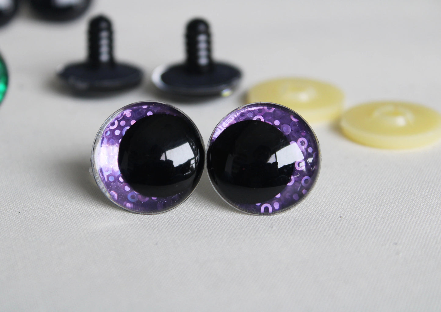 10Pairs Size 12mm 14mm 16mm 18mm 20mm 23mm 28mm Cartoon Round Glitter Plush Funny Style Safety Eyes and washer #DIY amigurumi plush stuffed making